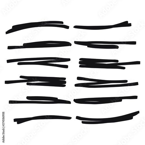 Set of handmade, hand drawn underline strokes isolated on white background EPS Vector