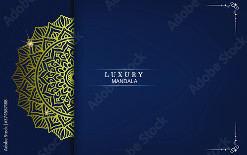 Luxury gold mandala ornate background for wedding invitation  book cover with mandala element style premium vector
