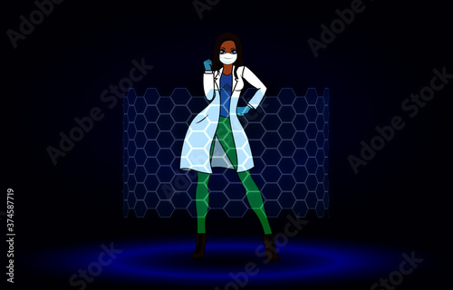 woman hero doctor nurse power stand pose