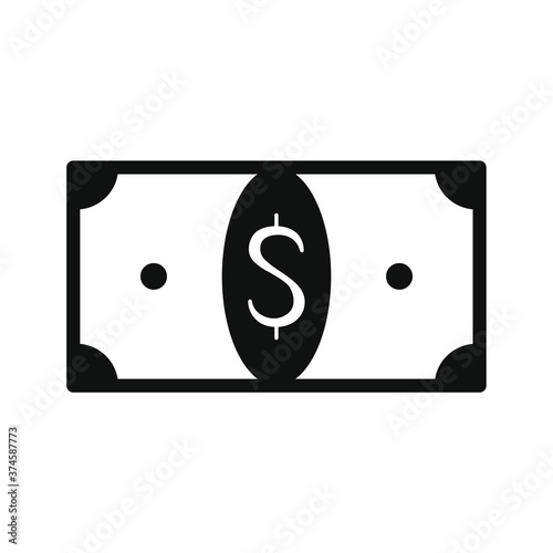 Simple bill, banknote, money web icon isolated on white background EPS Vector