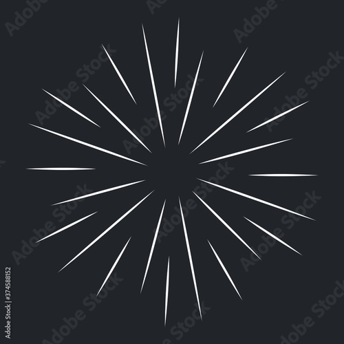 Vintage sunburst, explosion doodles isolated on white background EPS Vector Abstract 