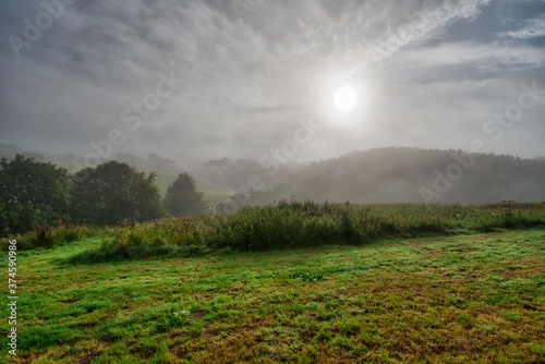 Misty morning landscape photo