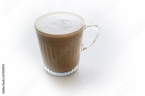 Hot coffee latte white background