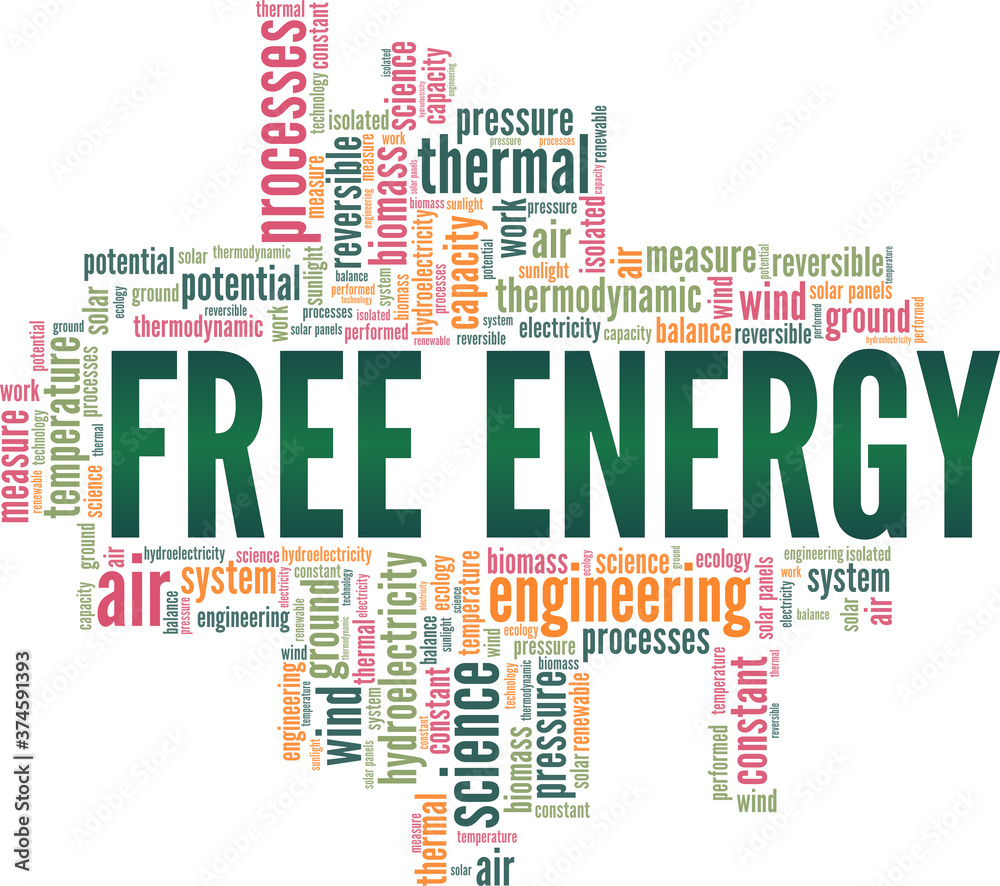 Free energy vector illustration word cloud isolated on a white background.