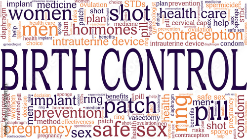 Birth control vector illustration word cloud isolated on a white background.