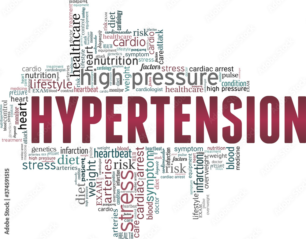 Hypertension vector illustration word cloud isolated on a white background.