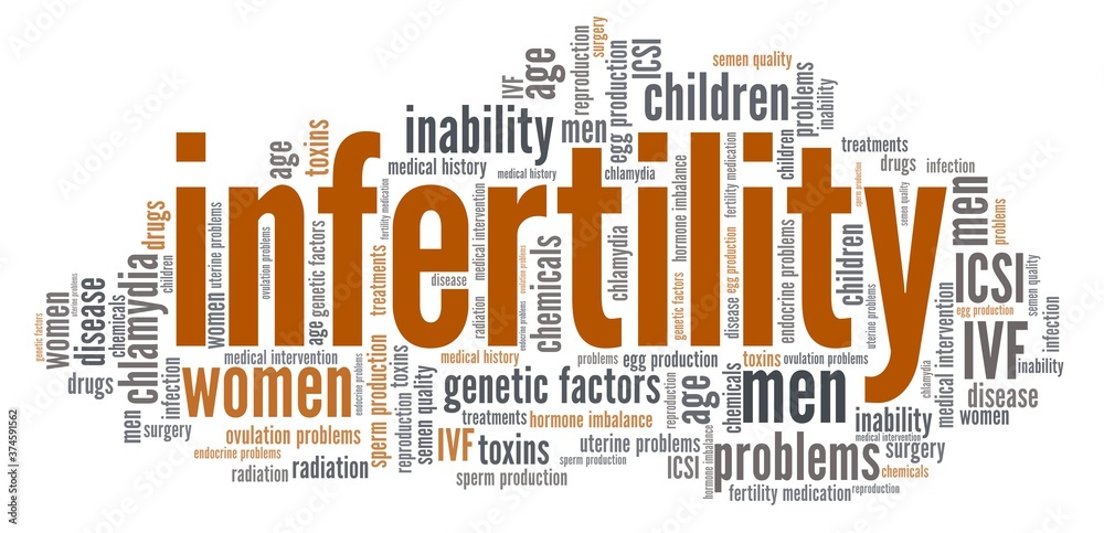 Infertility vector illustration word cloud isolated on a white background.