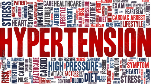Hypertension vector illustration word cloud isolated on a white background.