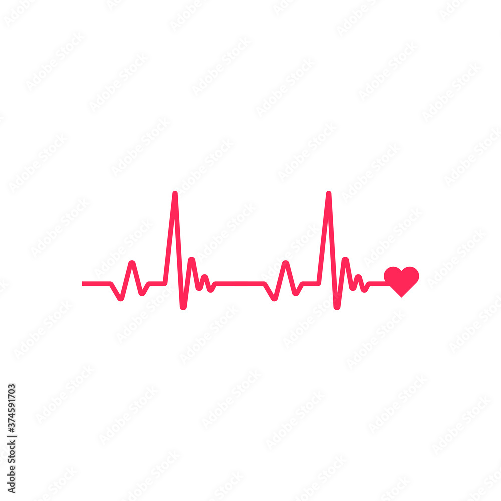 Heart beat monitor pulse line art icon for medical apps and websites isolated on white background EPS Vector