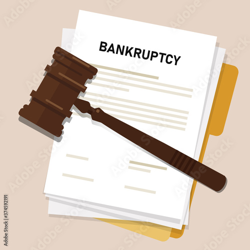 bankruptcy legal law document process company insolvency during crisis recession picture of gavel judge