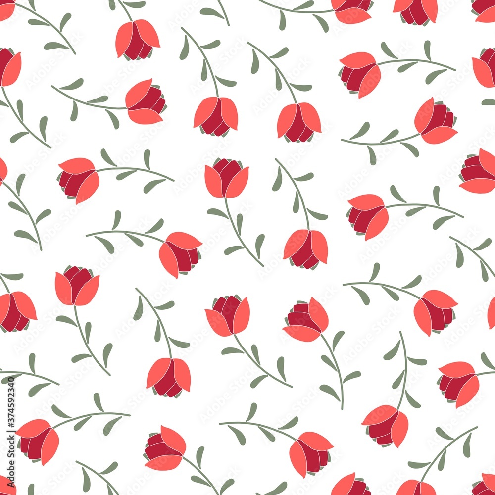 Abstract Red Tulip Floral Vector Pattern Abstract Red Tulip Floral Vector Pattern