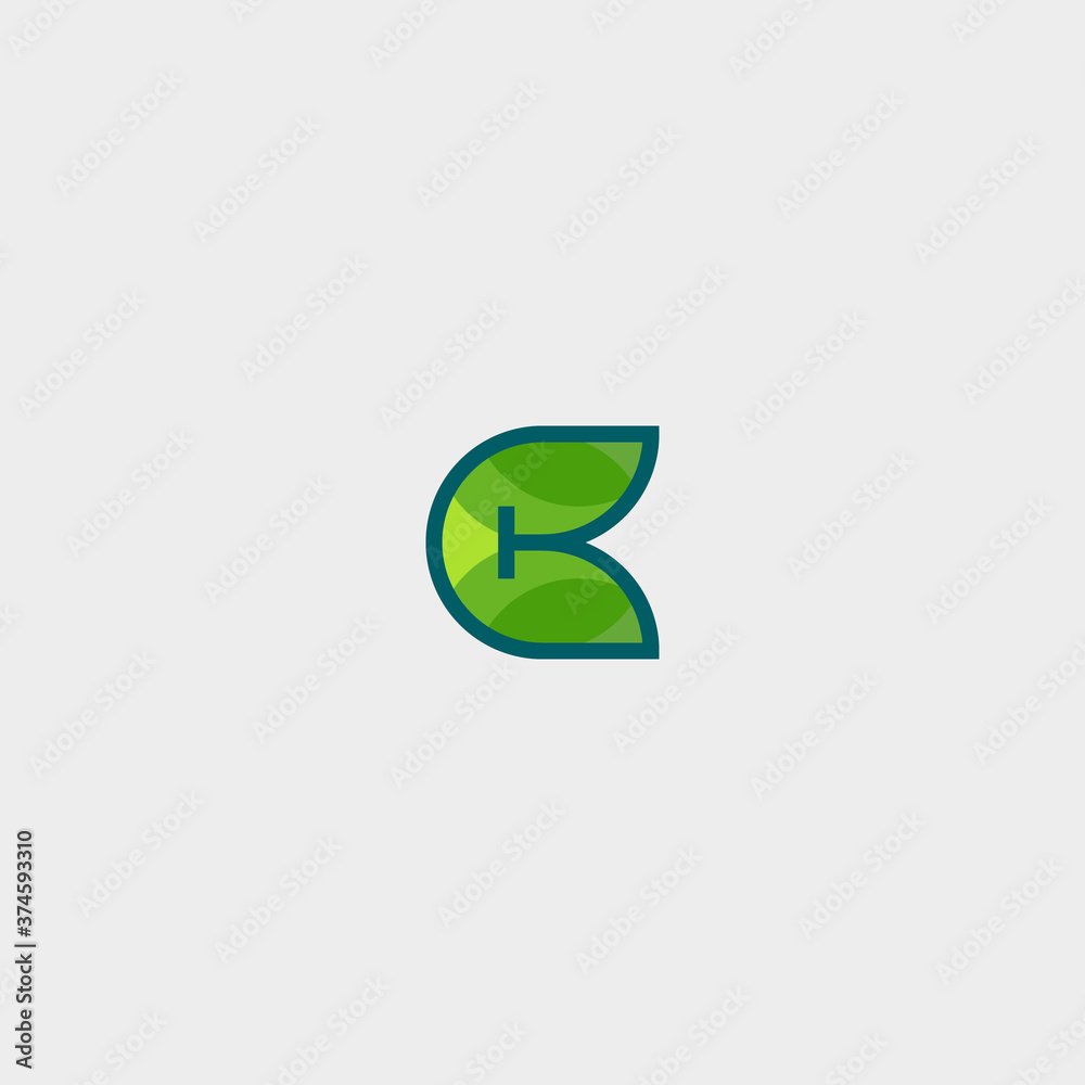 letter C leaf logo icon element letter C leaf logo icon element