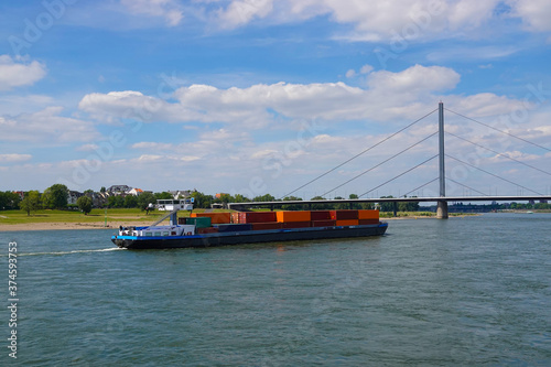 Cargo ship in the Rhine, Germany