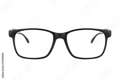 Black frame eyeglasses isolated on white background