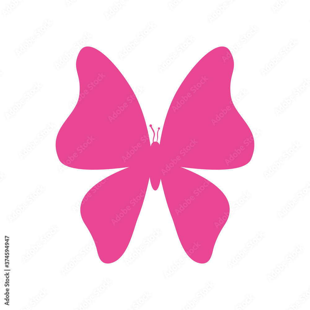 Cute pink butterfly design, Insect animal wings nature summer beauty fly and spring theme Vector illustration
