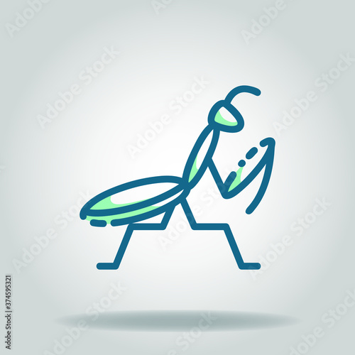 praying mantis icon or logo in  twotone
