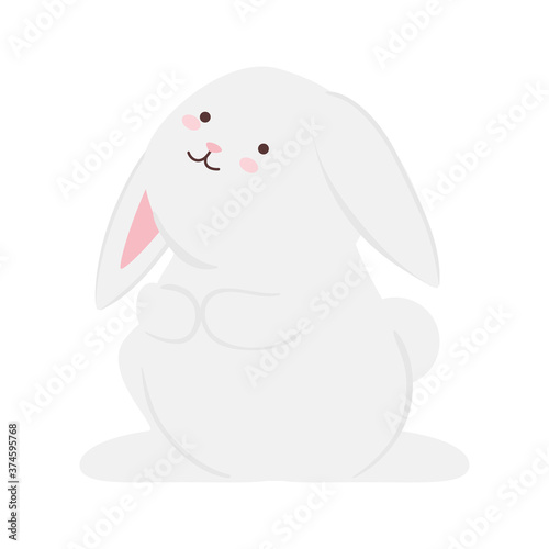 Cute white rabbit cartoon design, Animal life nature and character theme Vector illustration