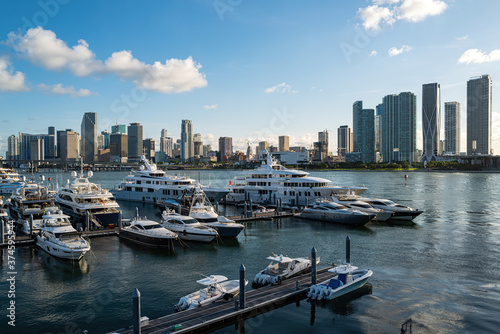 Beautiful seascape bay with luxury yachts. Miami life style. © Tverdokhlib