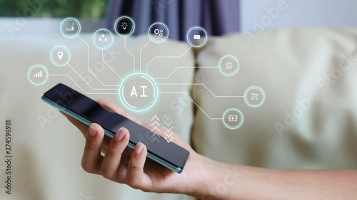 Mobile phone with communication icon floating above.