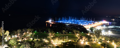 Beautiful Modern Cityscape  Aerial View  Night Town Panorama