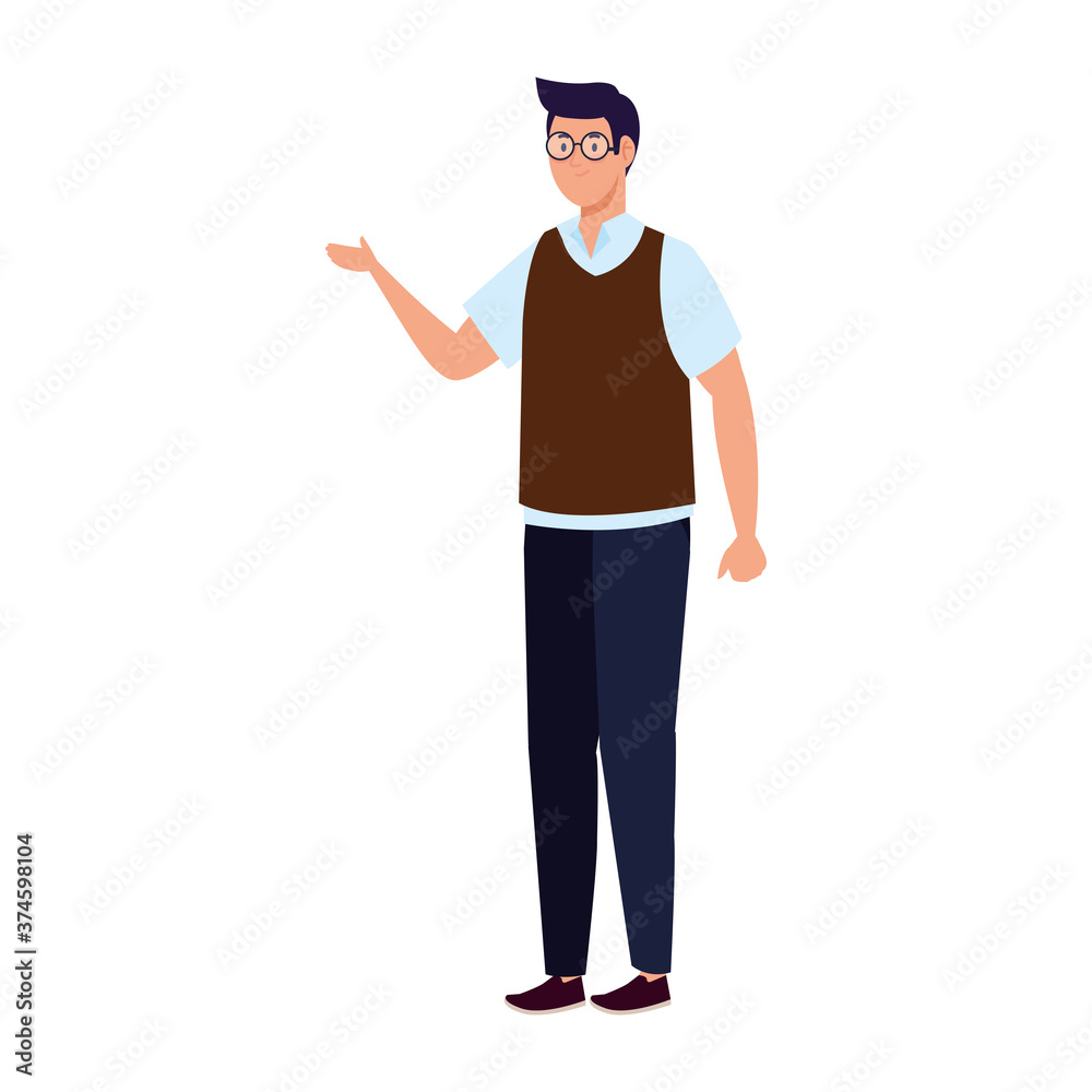 Man cartoon with glasses design, Boy male person people human social media and portrait theme Vector illustration Man cartoon with glasses design, Boy male person people human social media and portrait theme Vector illustration