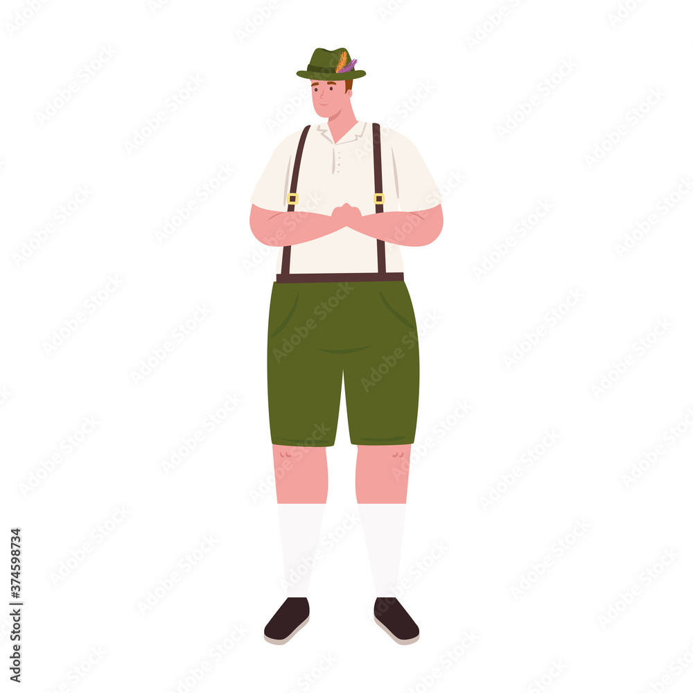 man cartoon with traditional cloth design, Oktoberfest germany festival and celebration theme Vector illustration