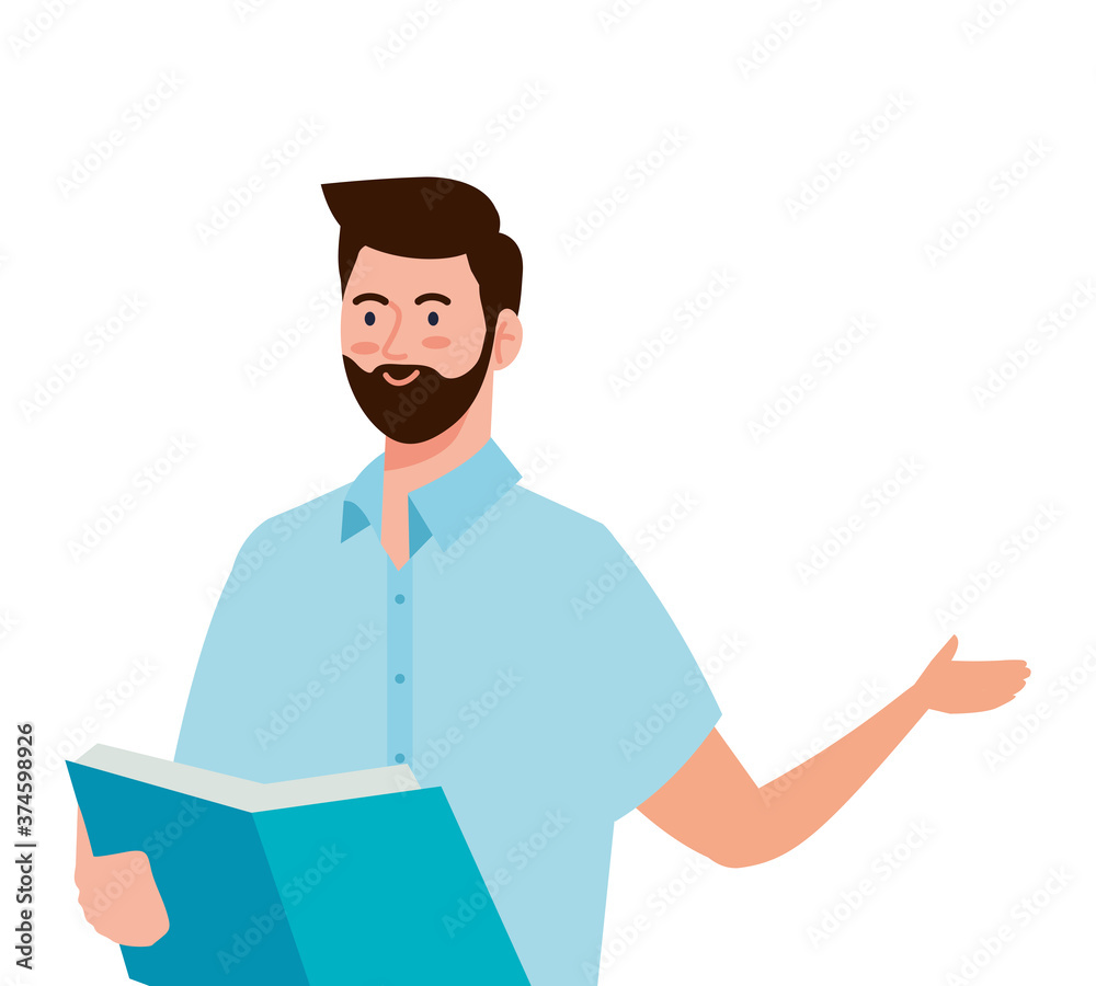 School man teacher with book design, Education class lesson and knowledge theme Vector illustration
