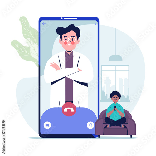 Tele medicine online medicine medical consultant concept coronavirus outbreak pandemic healthcare. Flat design vector illustration