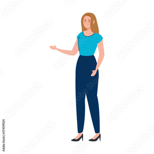 blond woman cartoon design, Girl female person people human and social media theme Vector illustration