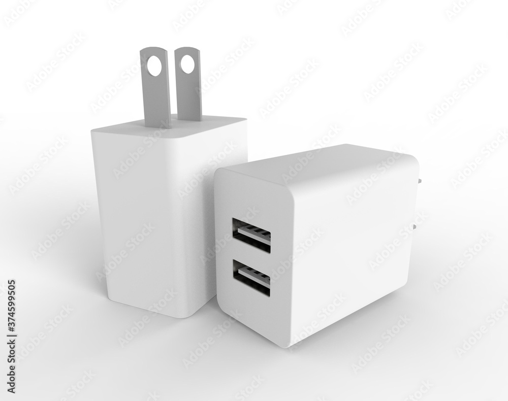 rechargeable mobile phone, dual USB port, 3d illustration rechargeable mobile phone, dual USB port, 3d illustration