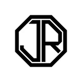 JR initial monogram logo, octagon shape, black color