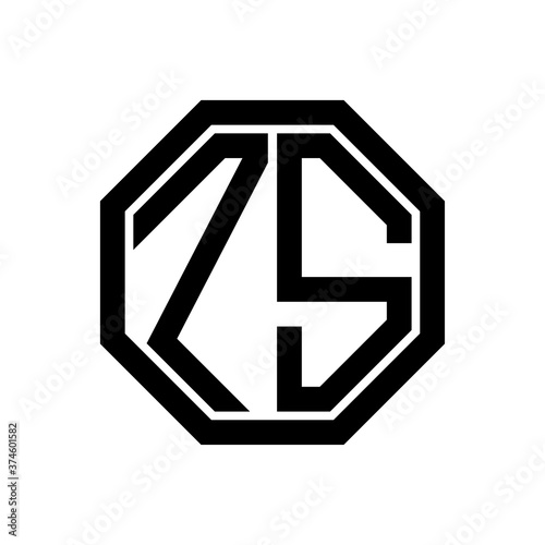 Free Download ZS initial monogram logo, octagon shape, black color - GFXLoad