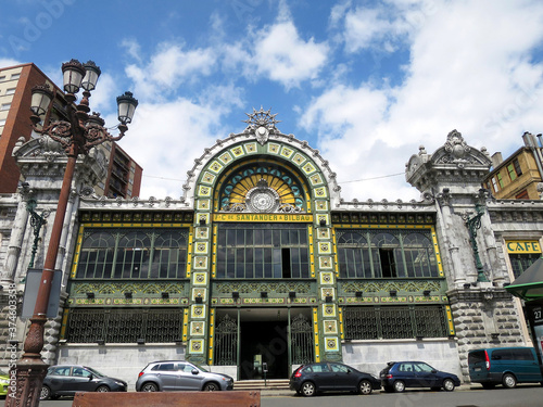 Facade of the Bilbao-Concordia Railway Station (Estacion de Santander) in Bilbao, SPAIN