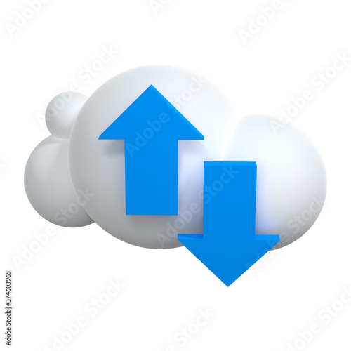 Free Download 3D cloud with arrow. Cloud technology upload download concept. 3D rendering - GFXLoad