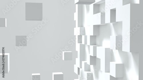 3D cube square shape. Abstract digital technology background. 3D rendering