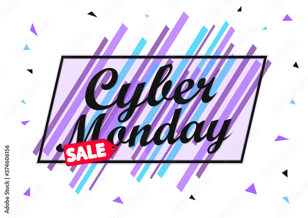 Cyber Monday Sale, speech bubble banner design template, clearance offer, vector illustration