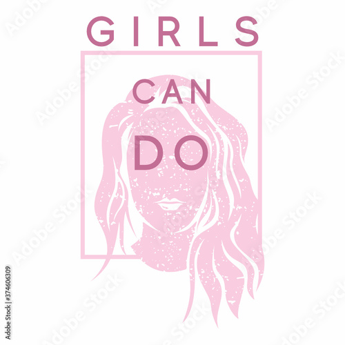 Girls can do typography vector illustration