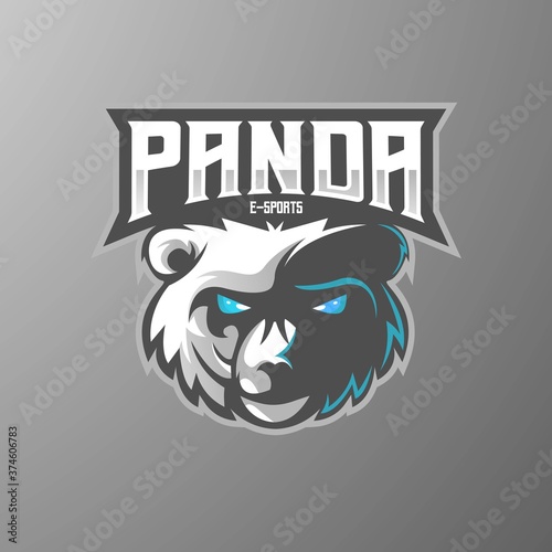 panda mascot logo design vector with modern illustration concept style for badge, emblem and t shirt printing. Angry panda illustration for sport and e-sport team.