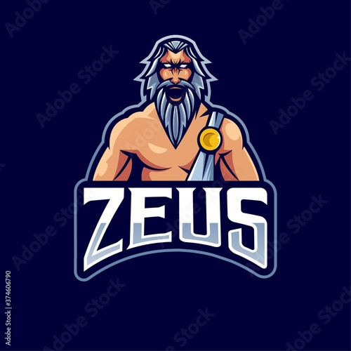 zeus mascot logo design vector with modern illustration concept style for badge, emblem and t shirt printing. Angry zeus illustration for sport and e-sport team.