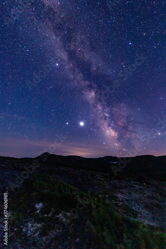 黒岳の頂上からの星空と天の川の眺望 © 英敏 松本