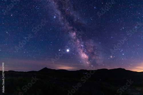 黒岳の頂上からの星空と天の川の眺望