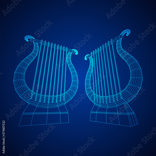 Ancient lyre or harp musical instrument