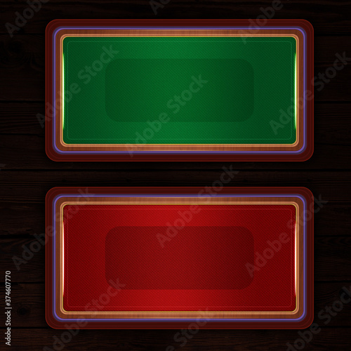 Casino green & red table. Banner background, copy space, top view. card game