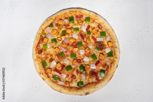 pizza on white backdrop