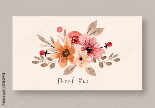 Thank You Cards Terracota Florals Vector