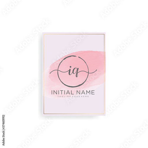 IQ Letter Initial with Royal Template.elegant with crown logo vector, Creative Lettering Logo Vector Illustration.
