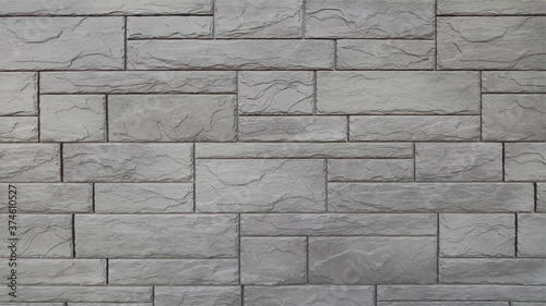 Facade wall made of a stone gray tiles. Decoration of buildings with natural natural materials of recycling. Web banner template for industrial design. Vector
