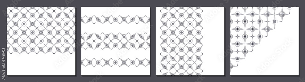Business design templates. Set of banners with geometric pattern border on a white background. Vector illustration