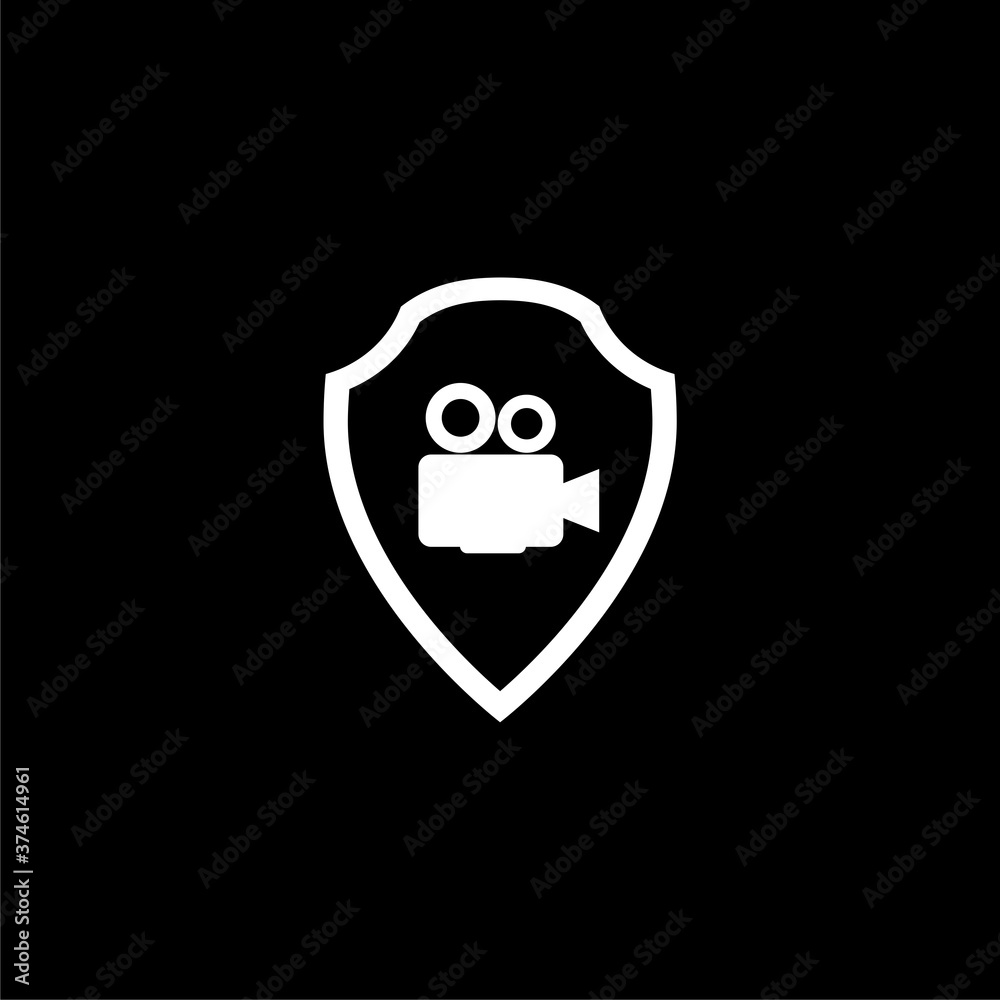Illustration of an isolated shield icon with a film camera Illustration of an isolated shield icon with a film camera