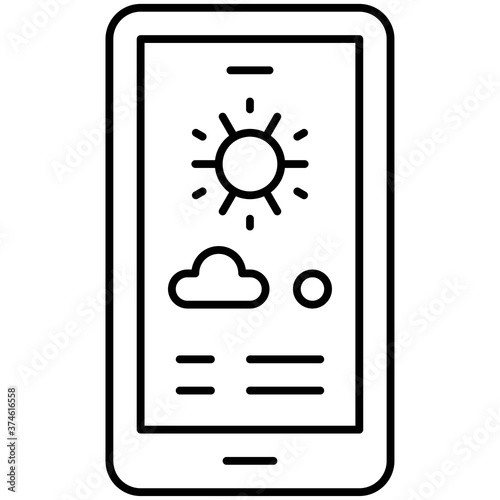 Weather forecasting on mobile icon, Summer vacation related vector